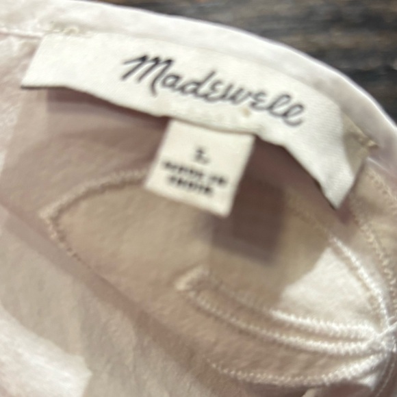Madewell Embroidered Poplin Puff Sleeve Shirt Size Large - Picture 5 of 6